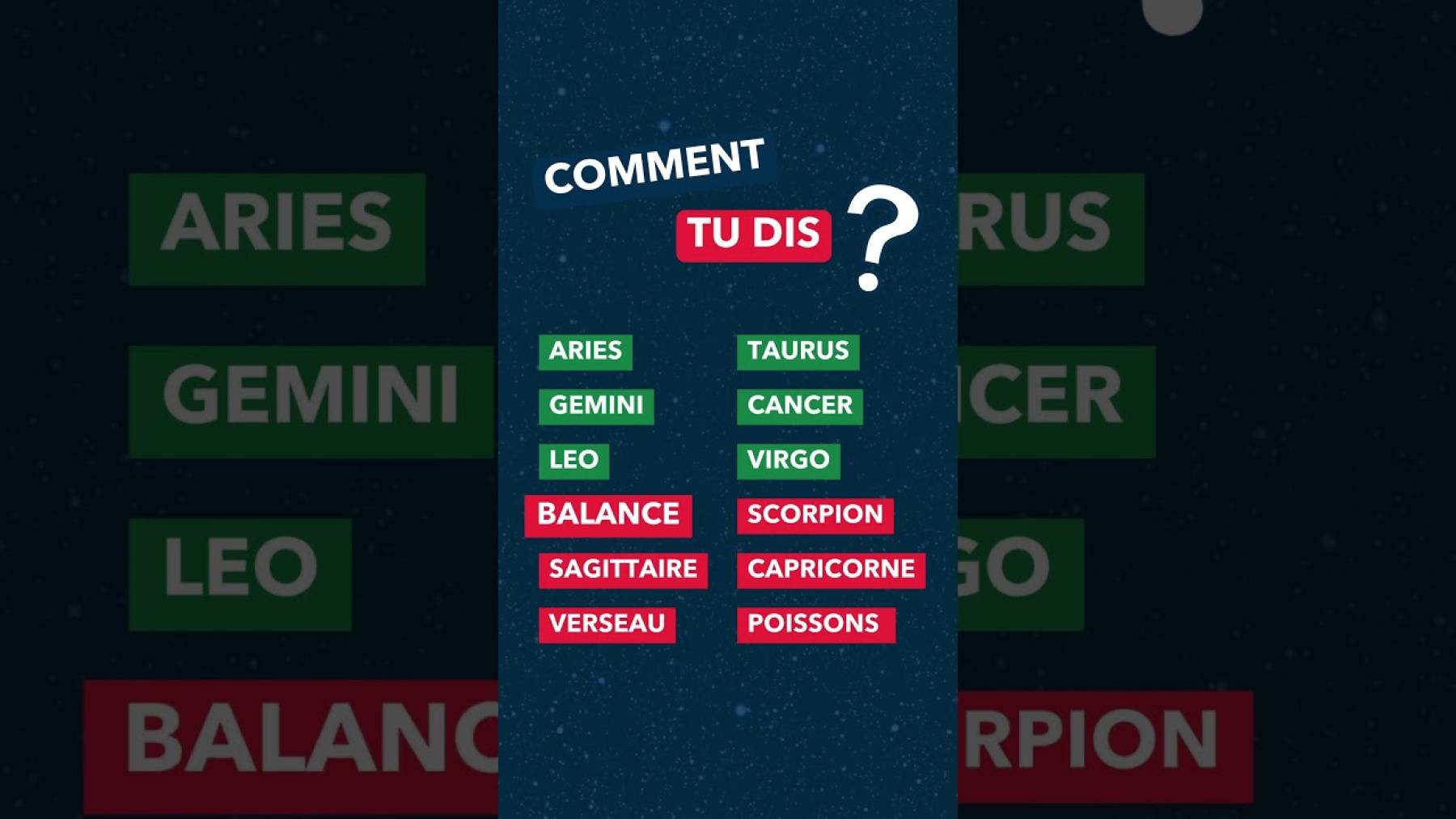 Embedded thumbnail for Les 12 signes du zodiaque en anglais > Paragraphe